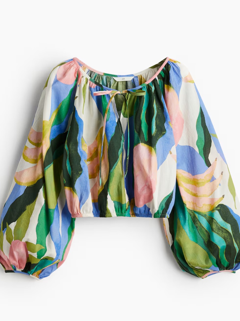 H&M Multicolor Watercolor BALLOON-SLEEVED BLOUSE size XL
